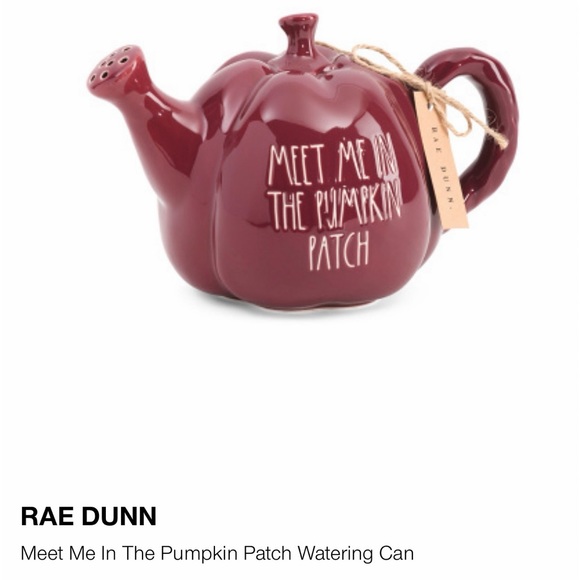 Rae Dunn MEET ME IN THE PUMPKIN PATCH ceramic watering can. NWT - Picture 2 of 4